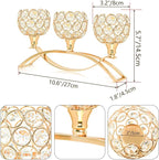Crystal Tealight Candle Holder Centerpiece Home Decorative Candlestick Holder Elegant Table Centerpiece Home Decor Wedding Party Anniversary (Gold, 3 Arm of 4 Pcs)