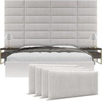 Vänt Upholstered Wall Panels - King/Cal King Size Wall Mounted Headboards - Ribbed Stone - Twin/King - Set of 4 Panels (Each Individual Panel 39"x11.5")