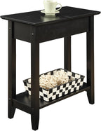 Convenience Concepts American Heritage Flip Top End Table 23.25" - Classic Narrow Chairside Accent with Hidden Storage & Lower Shelf for Traditional, Modern Living Room, Black