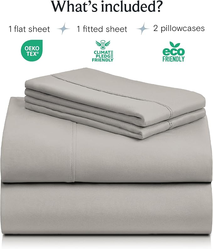 LuxClub 4 PC Full Sheet Set, Breathable Luxury Bed Sheets, Deep Pockets Wrinkle Free Cooling Bed Sheets Machine Washable Hotel Bedding Silky Soft - Light Taupe Full