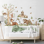 Jungle Animal Wall Stickers Forest Safari Wall Decals Kid Room Nursery Baby Bedroom Décor (Bear Spotted Deer Tree)