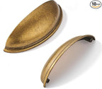 khtumeware 10 Pack 5" Antique Brass Drawer Pulls Cabinet Cup Pulls Vintage Kitchen Hardware Cabinet Handles Drawer Handles Knobs 5 inch Hole Center