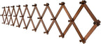 SKOLOO Accordion Wall Hanger with 28 Hooks, Modern Expandable Coat Rack Hat Rack for Wall, Solid Wooden, Walnut Color
