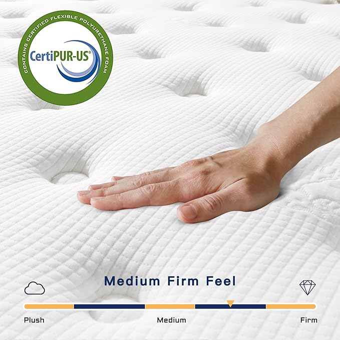 Vesgantti Queen Mattress 8 Inch Innerspring Multilayer Hybrid Queen Mattress - Ergonomic Design with Memory Foam and Pocket Spring Mattresses Queen Size - Box Top Series Medium Firm Feel