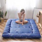MAXYOYO Leaf Printed Japanese Futon Floor Mattress, Thicken Sleeping Pad Floor Bed Roll Up Camping Guest Mattress Folding Couch Bed, Full Size
