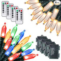 Christmas Mini String Lights Outdoor 4 Pack 17.7 Feet 50 Led 8 Modes Battery Operated Fairy Lights with Timer for Xmas Tree Indoor Holiday Party Decor, Warm White + Multicolored