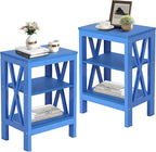 VECELO Modern Nightstands X-Design Side End Table Night Stand with Storage Shelf for Bedroom,Living Room,