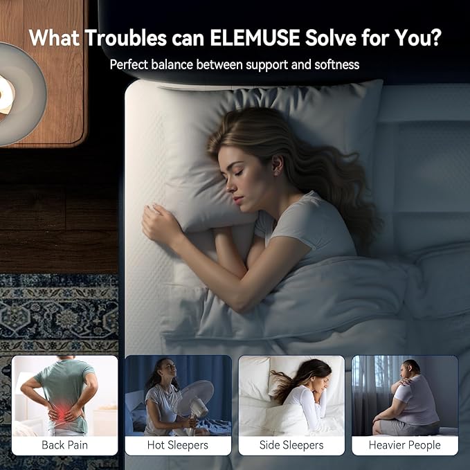 ELEMUSE Full Size Dual Layer 3 Inch Memory Foam Mattress Topper, 2 Inch Cooling High Density Memory Foam Bed Pad and 1 Inch Plush Feel Pillow Top Mattress Topper Cover for Back Pain Relief