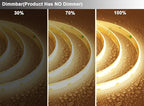 TOPAI 12V COB LED Strip Light 3000K Warm White Waterproof IP65 480LEDs/M Super Bright 4000Lm CRI>90 16.4ft/5M Dotless High Density Cuttable Flexible for Cabinet Home DIY Lighting Projects