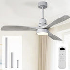 Sofucor Low Profile Ceiling Fan with Lights Remote Control 52 Inch Flush Mount Ceiling Fan Modern Wood Blade Fan for Bedroom Living Room Indoor Outdoor Farmhouse Patio, Noiseless DC Motor