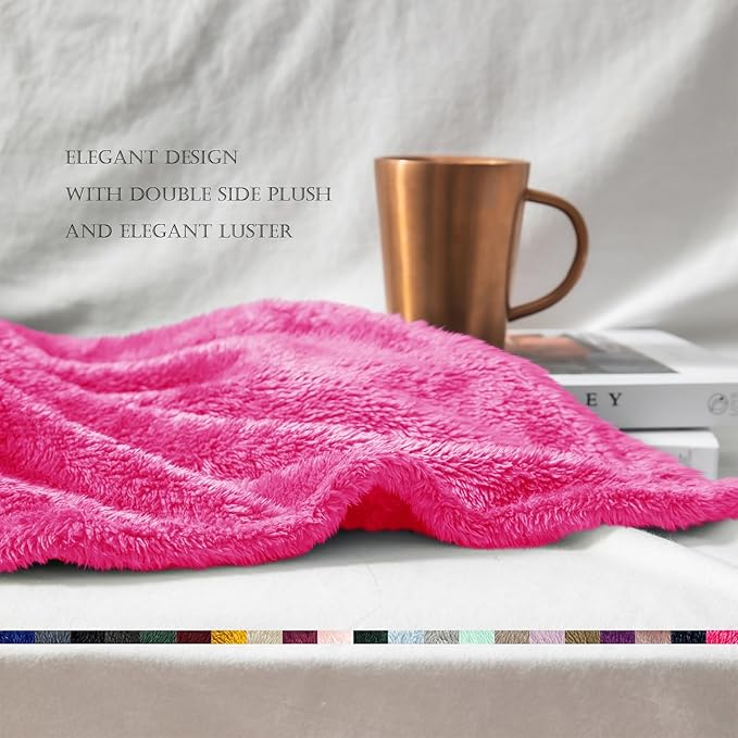 Exclusivo Mezcla Plush Fuzzy Fleece Bed Blanket King Size, Super Soft, Fluffy and Warm Blankets, Suitable for All Seasons (Hot Pink, 90x104 Inches)