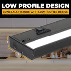 LED Under Cabinet Lighting Hardwired - 3CCT 12 Inch Black Finish - Undercabinet Lights for Kitchen - Linkable Undercounter Dimmable Plug in Light or Hard Wired - Under Counter Fixture Direct Wire