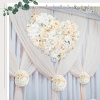 Zeyune 200 Pcs Hydrangea Artificial Flowers, Silk Flower Heads with Stems, Fake Hydrangea Bouquet for Wedding Arch Centerpiece DIY Floral Home Decoration (White and Champagne)