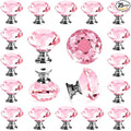 DEELF 25 Packs Kitchen Cabinet Knobs, 30 mm Crystal Cabinet Knobs, Diamond Dresser Handle Drawer Pulls, Dresser Knobs for Cabinets and Drawers, Pink