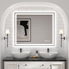 LED Bathroom Mirror, 48"X40" with Front and Backlit, Anti-Fog, Bathroom Vanity Mirror with Memory Function, Stepless Dimmable Lighted Bathroom Mirror, Tempered Glass (Horizontal/Vertical)