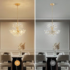 WUZUPS Crystal Chandelier Pendant Flushmount Ceiling Light Modern Lighting Fixture for Bedroom Hallway Bar Kitchen Bathroom, H 15.7" x W 17.7", Gold, E12 Base