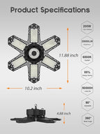SEOBIOG Plug in Garage Light, 200W 20000LM Linkable Shop Light with On/Off Switch, 6500K Hanging LED Lights with 9.84ft Power Cord and US Plug, for Garage, Workshop,Work Bench