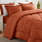 CozyLux Full Size Comforter Sets Burnt Orange - 7 Pieces Bed in a Bag Full, Luxury Soft Bed Set for All Seasons, Bedding Set with Down Alternative Comforter, Sheets, Pillowcases & Shams, Terracotta
