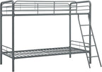 DHP Twin-Over-Twin Bunk Bed with Metal Frame and Ladder, Space-Saving Design, Silver Twin/Twin