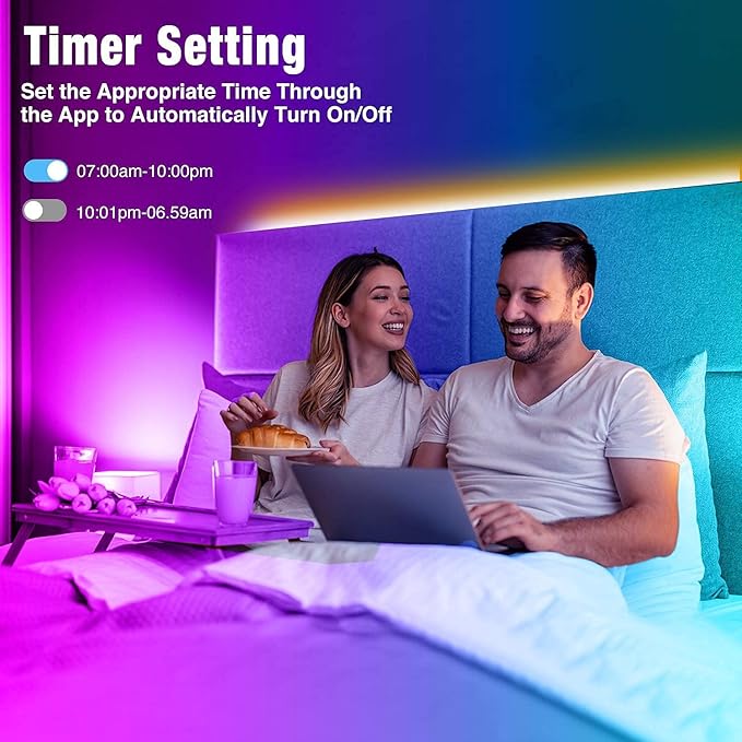 Led Lights 100ft Smart APP Control Music Sync Strip Lights RGB Color Changing Strips with Remote, for Bedroom Kitchen and Party