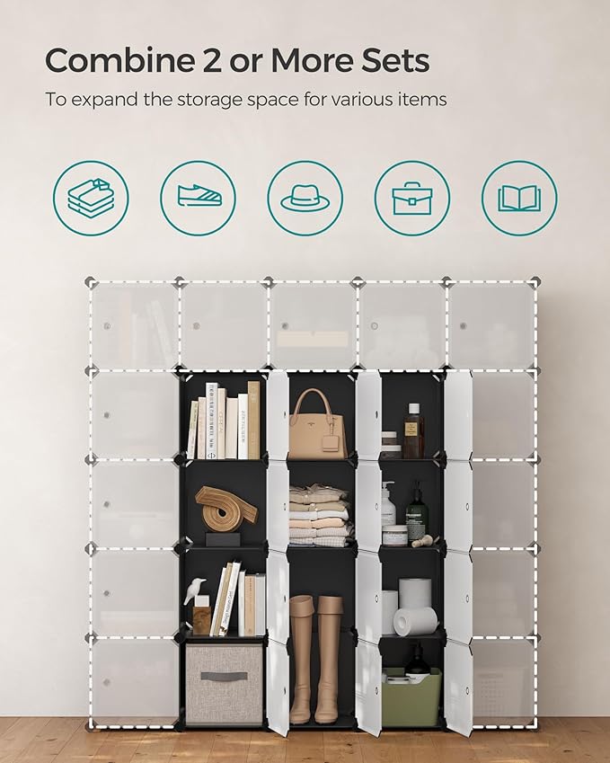 SONGMICS Cube Storage Organizer, 12-Cube Closet Storage Shelves, Modular Bookcase, Black ULPC34HV1