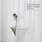 White Sheer Curtains 84 Inches Long, Cotton Linen Textured Light Filtering Drapes, Privacy Living Room Bedroom Window Decor, Rustic Semi-Transparent Pinch Pleat Curtain with Hooks