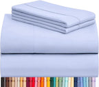 LuxClub 4 PC Sheet Set Bed Sheets Deep Pockets 16" Eco Friendly Wrinkle Free Cooling Machine Washable Hotel Bedding Silky Soft - Sky Blue King