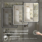 36x28 Inch LED Bathroom Mirror with Light,Black Metal Frame Lighted Vanity Mirror, Anti Fog Design&Dimmable&Touch Switch,Large Wall Mounted Makeup Mirror (Horizontal/Vertical)