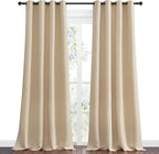 NICETOWN Bedroom Room Darkening Curtains, Biscotti Beige, 1 Pair, 55 inches by 102 Inch, Triple Weave Microfiber Grommet Top Thermal Insulated Solid Darkening Panels/Drapes for Kid's Room