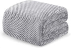 Exclusivo Mezcla Fleece Bed Blanket Queen Size, Super Soft and Warm Blankets for Couch, Sofa and Bed Waffle Textured, Cozy, Fuzzy and Lightweight (Light Grey, 90x90 Inches)