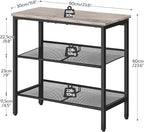 HOOBRO Side Table, 3-Tier Narrow End Table, Nightstand with 2 Flat or Slant Adjustable Shelves for Small Spaces, Hallway, Living Room, Bedroom, Sturdy, Easy Assembly, Greige and Black BG23BZ01G1