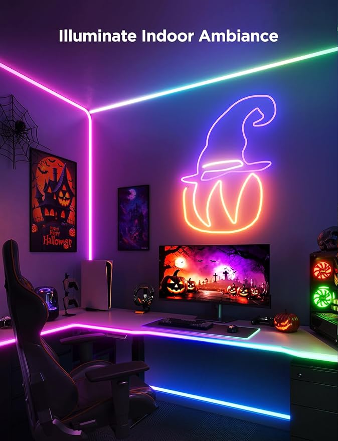 Govee RGBIC Neon Lights, LED Smart Neon Rope Light 2 Works with Matter, Alexa, Google Assistant, Custom DIY Neon Strip Lights for Bedroom and Wall Decor, Softer Material, 9.8ft, White