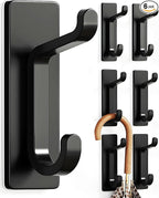 pickpiff Wall Hooks for Coat and Towel: 13LB Adhesive Door Hanger Stick on, Black 6 Pack