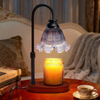Flower Candle Warmer Lamp with Timer: Birthday Gifts for Women Mom, House Warming Gifts New Home Decor, Dimmable Candle Warmer for Jar Candles, Height Adjustable Wax Melts Warmer (Gray)