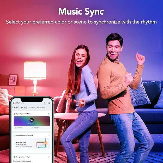 OREiN Matter Smart Light Bulb, Smart Light Bulbs Work with Apple Home, Alexa, Google Home, SmartThings, A19 Color Changing Light Bulbs 2.4Ghz WiFi, 800 Lumens Equivalent 60W 6Pack