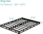 King Box Spring Bed Base 6 Inch, Low Profile Metal Box Spring King with Fabric Cover, 3000 Lbs Max Weight Capacity Mattress Foundation, Noise-Free, Easy Assembly