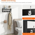 Homode Wall Coat Rack With Shelf, Wood Entryway Hanger With Hooks, Small Floating Pegs for Hanging Coats, Hats, Purses, Backpacks, Black