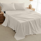 DREAMCARE Twin XL Sheet Sets - 4pc Cooling Sheets XL Twin Sheets - up to 21” Deep Pocket – Hotel Luxury Extra Long Twin XL Bed Sheets 100% Brushed Microfiber with Side Pocket - Ivory
