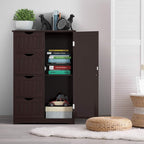 Giantex Bathroom Storage Cabinet with Drawers - 4 Drawer Storage Organizer w/Cupboard, Adjustable Shelf, Anti-Toppling Device, Entryway Storage Unit Console Table, Bathroom Floor Cabinet (Brown)