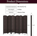 Rose Home Fashion 6 ft Tall Room Divider, Room Dividers and Folding Privacy Screens, 15.7in Privacy Screen 6 Panel Partition Temporary Wall Separation for Private, Dark Coffee