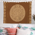 Batmerry Mayan Tapestry, Ancient Aztec Calendar Picnic Mat Beach Towel Wall Art Decoration for Bedroom Living Room Dorm, 51.2 x 59.1 Inches, Latin