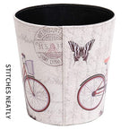 Vintage Decorative Wastebasket,Floral Design Trash Can, Classic Fashion Theme Garbage Bin,Waste Basket For Small Office Baskets,Bederoom Bins,Farmhouse Decor Cans, 2.9 Gallon Wastebaskets(Bicycle)