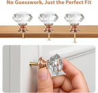 26 pcs Crystal Rose Gold Glass Drawer Pulls 30 mm Decorative Knobs for Kitchen Bathroom Cabinet, Dresser and Cupboard by DeElf