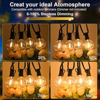 200ft 2-Pack Outdoor String Lights,Dimmable G40 LED String Lights with 104 Shatterproof Clear Bulbs UL Approval Waterproof Globe 1W 2700K Outdoor Lighting for Backyard Porch Cafe Party Wedding Garden
