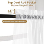 Chyhomenyc Sheer White Valances for Windows 2 Pack, Small Window Curtains for Living Room Bathroom Cafe Laundry Basement, Modern Top Dual Rod Pocket Voile Curtain, 42W x 18L inches, White