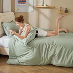 Litanika Twin XL Comforter Set Sage Green - 2 Pieces Extra Long Bed Set for College Dorm, All Season Bedding Set for Girls and Boys