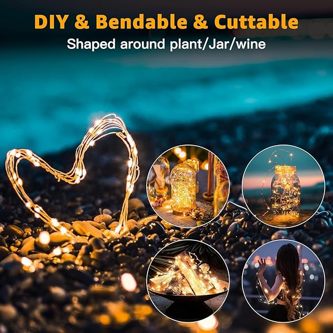 6 Pack Fairy Lights Battery Operated 7ft 20 LED Mini String Lights Twinkle Lights Silver Wire Firefly Starry Lights for Mason Jars Wedding Party Christmas Centerpiece Decor, Warm White & Cool Whtie