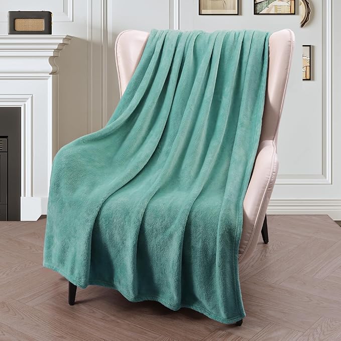 Exclusivo Mezcla Fleece Throw Blanket for Couch, Sofa, 300GSM Super Soft and Warm Blankets, Celadon Throw All Season Use, Cozy, Plush, Lightweight, 50x60 Inches