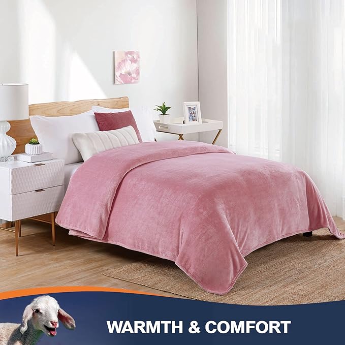 Walensee Fleece Blanket Plush Throw Fuzzy Lightweight (King Size 108x90 Blush) Super Soft Microfiber Flannel Blankets for Couch, Bed, Sofa Ultra Luxurious Warm and Cozy for All Seasons