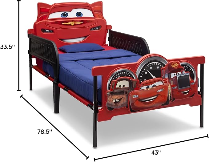 Delta Children Plastic 3D-Footboard Twin Bed, Disney/Pixar Cars Snooze 6 inch Memory Foam Twin Mattress (Bundle)